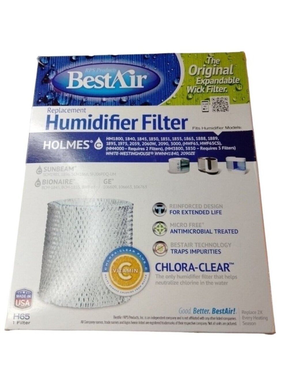 Best Air Perfect Blue H65 H 65 Humidifier Wick Filter GE Sunbeam Holmes Bionaire